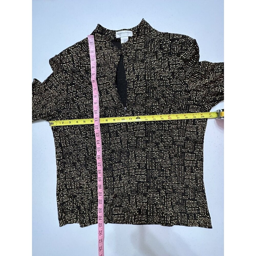 Draper's & Damons Metallic Sparkle Gold‎ Shimmer Glittery Zip Jacket Petite PM - Picture 5 of 5